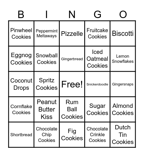 Christmas Cookies 2025 Bingo Card