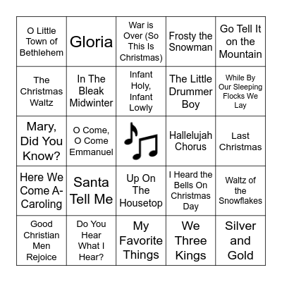 Christmas Music Bingo Card