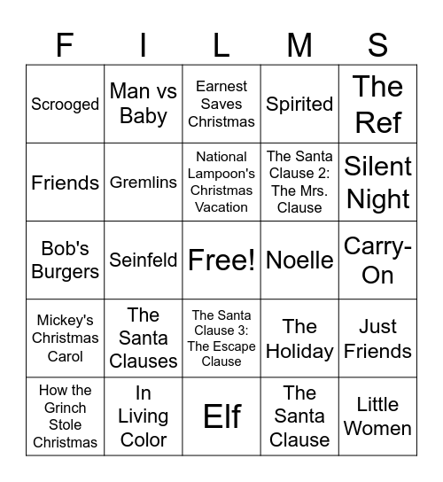 Movies_12202025_CHRISTMAS Bingo Card