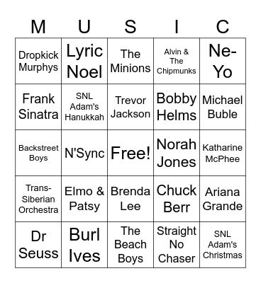 Music_12202025_CHRISTMAS Bingo Card