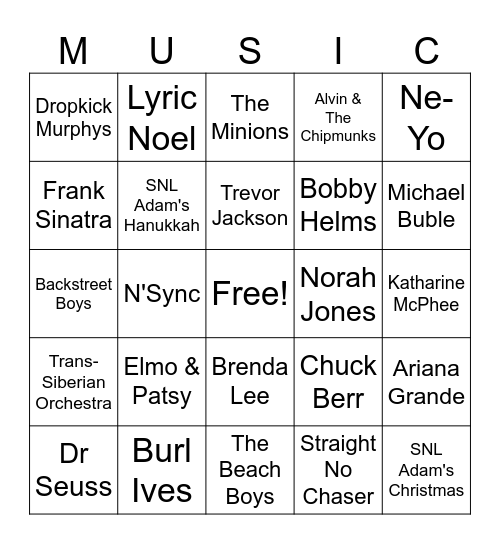 Music_12202025_CHRISTMAS Bingo Card