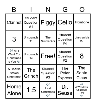 Mayenne's Special Holiday Recital Bingo Board Bingo Card