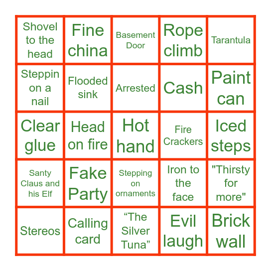 Wet Bandits Bingo Card