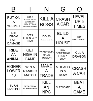 BROTHER GAMING raCE Bingo Card