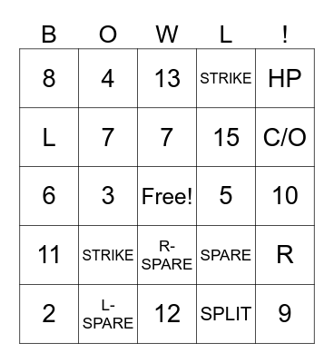Bowling Bingo Card