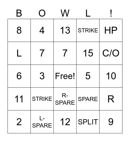 Bowling Bingo Card