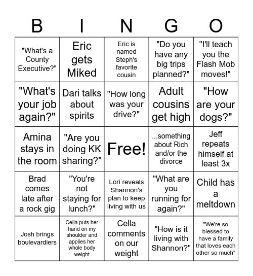 MFR Bingo Card