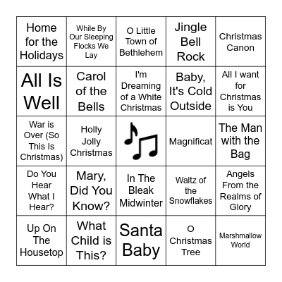 Christmas Music Bingo Card
