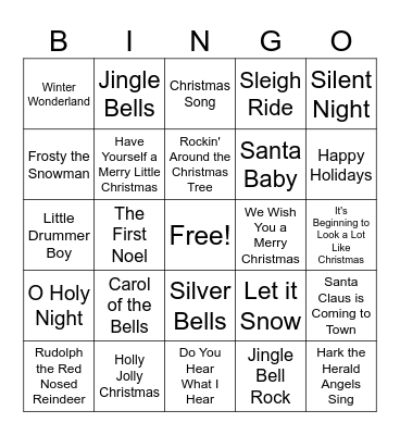 Christmas Carol Bingo Card