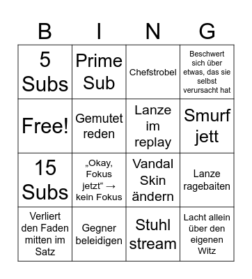 Shawty Bingo Card