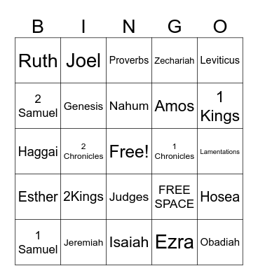 BOOKS OF THE BIBLE Bingo Card