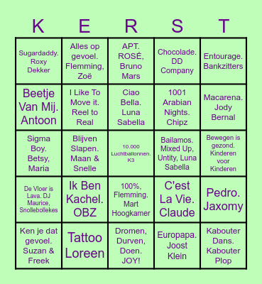 Kerst Muziek Bingo 2025 Bingo Card