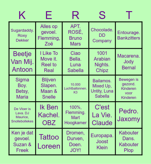 Kerst Muziek Bingo 2025 Bingo Card