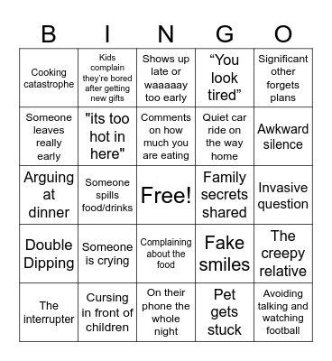 Holiday Break Bingo Card