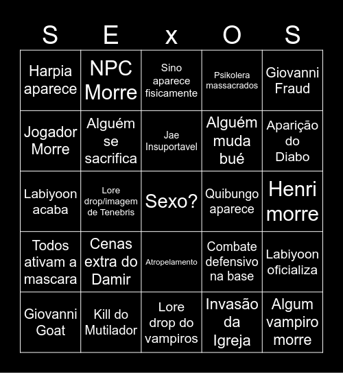 Bingo ep 9 Bingo Card