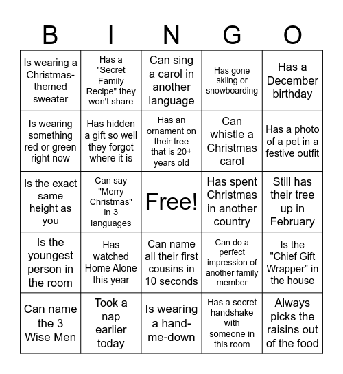CombVers Christmas Bingo 2025 Bingo Card