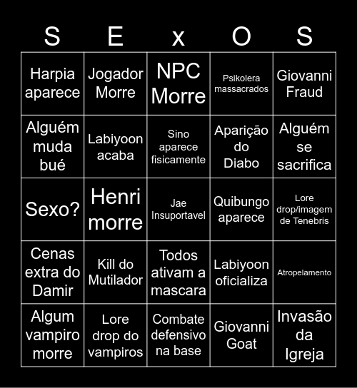 Bingo ep 9 Bingo Card