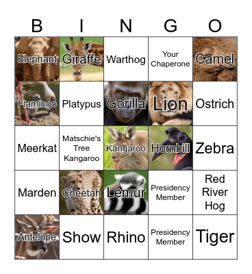 African Safari Bingo Card