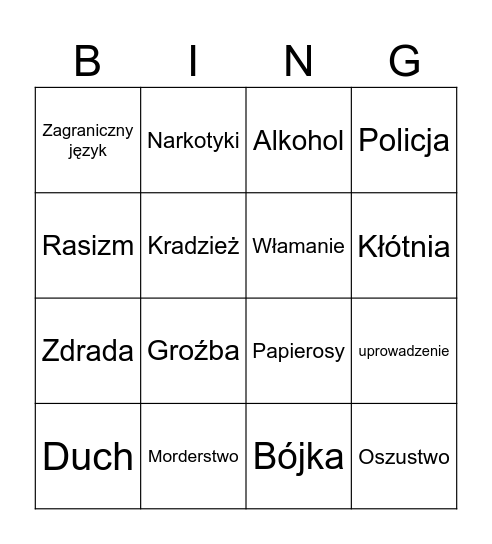 Co będzie na odcinku? Bingo Card