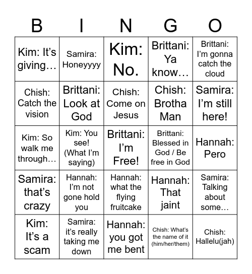 Friendship Bingo Card