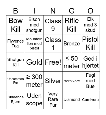 >>Jagt Bingo aaaaaa Bingo Card