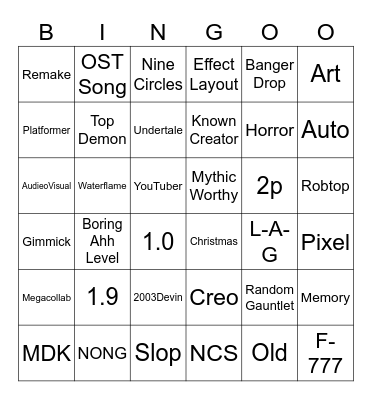 SENT TAB BINGEEEER Bingo Card