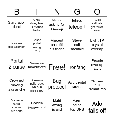 BRAVEPAPA RAID NIGHT BINGO! Bingo Card