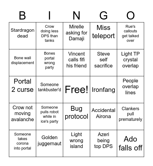 BRAVEPAPA RAID NIGHT BINGO! Bingo Card