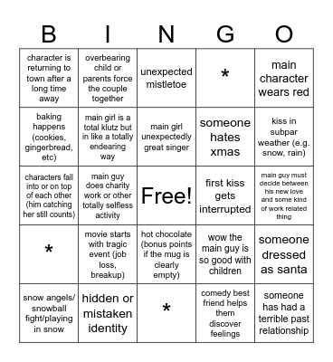 2026 cheesy xmas romcom movie experience Bingo Card