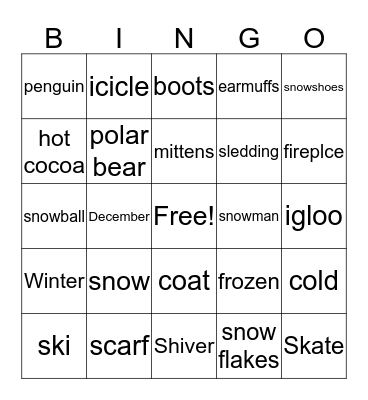 SNOW Bingo Card