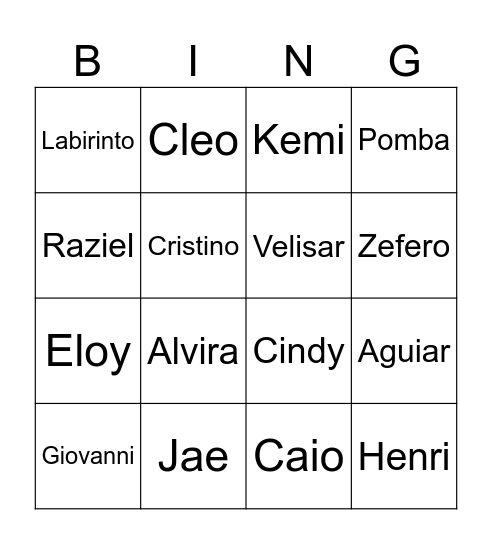 Hexatombyr Bingo Card