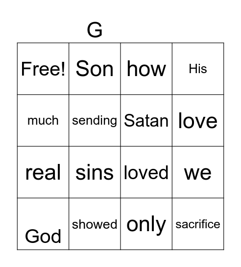1 John 4:9-10 Bingo Card