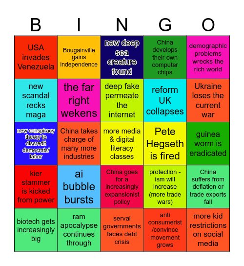 card 2026 Bingo Card
