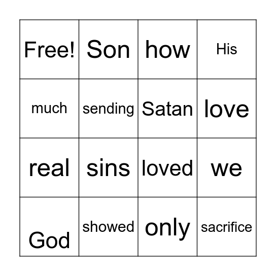 1 John 4:9-10 Bingo Card
