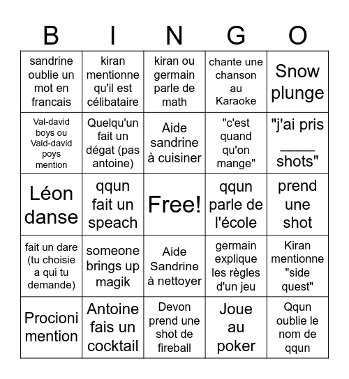 secret bingo Card
