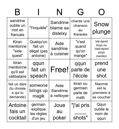 secret bingo Card