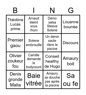 50 ans Steeve Bingo Card