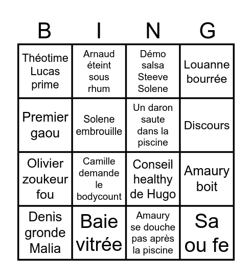 50 ans Steeve Bingo Card