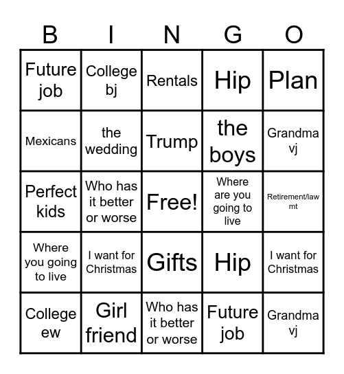 Family Bingo Card