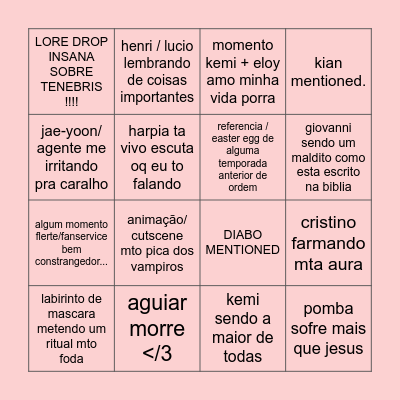 EP9 de Hexatombe Bingo Card