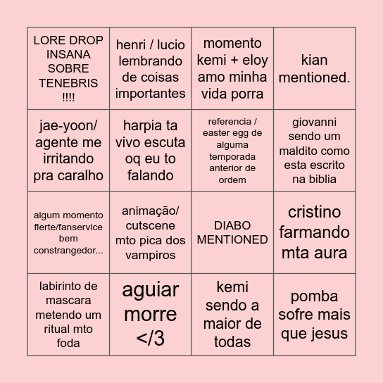 EP9 de Hexatombe Bingo Card