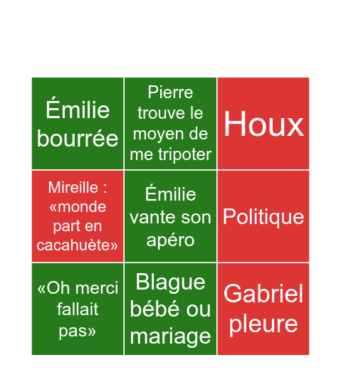 Noël 2025 Bingo Card