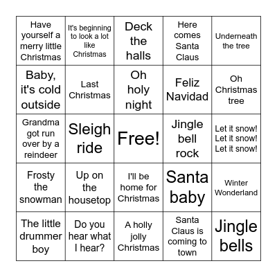 🎄Christmas Music Bingo🎅 Bingo Card