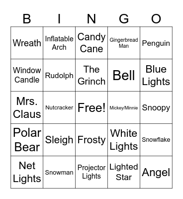 Christmas Lights Bingo Card