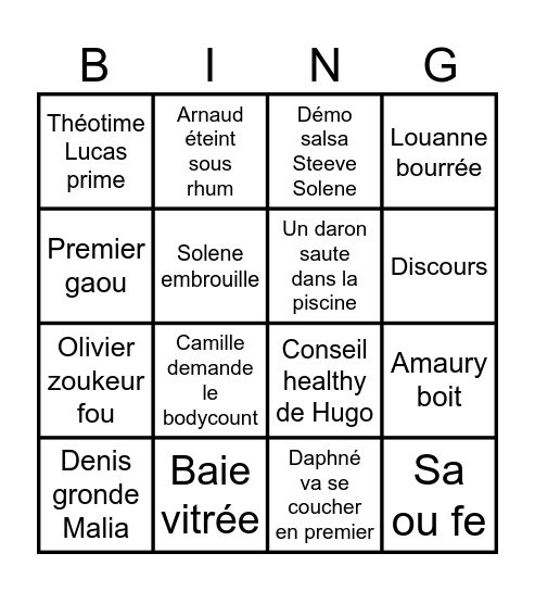 50 ans Steeve Bingo Card