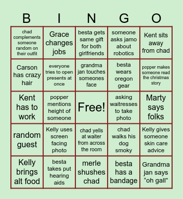 Bradford christmas Bingo Card