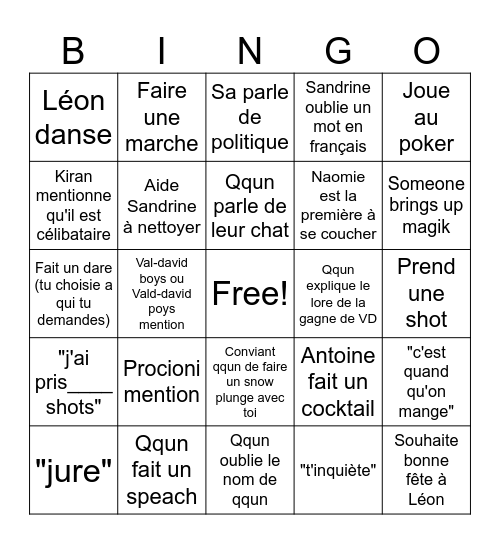 GERMAIN secret bingo Card
