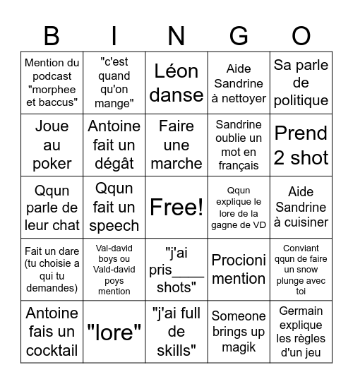 KIRAN secret bingo Card