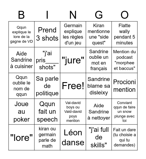 ANTOINE secret bingo Card