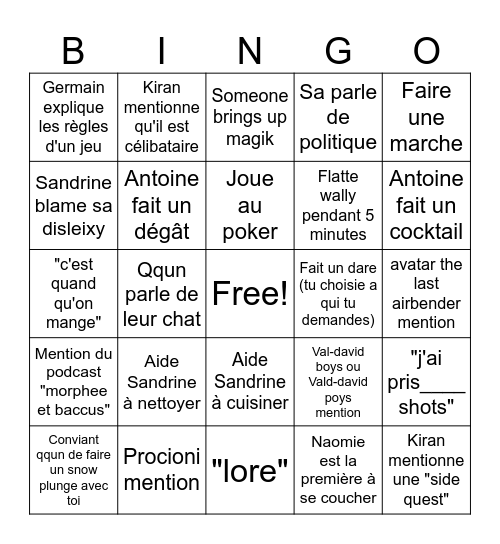 secret bingo Card